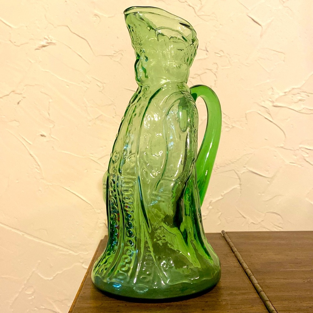 Green Glass Figural Pitcher - Decorative Home Art